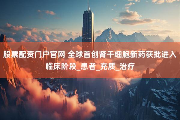 股票配资门户官网 全球首创肾干细胞新药获批进入临床阶段_患者_充质_治疗